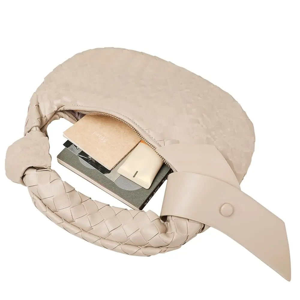 

Плетеная сумка для женщин, дизайнерская плетеная сумка-клатч, сумка-тоут в форме пельменя, сумка с верхней ручкой, вечерняя плетеная сумка