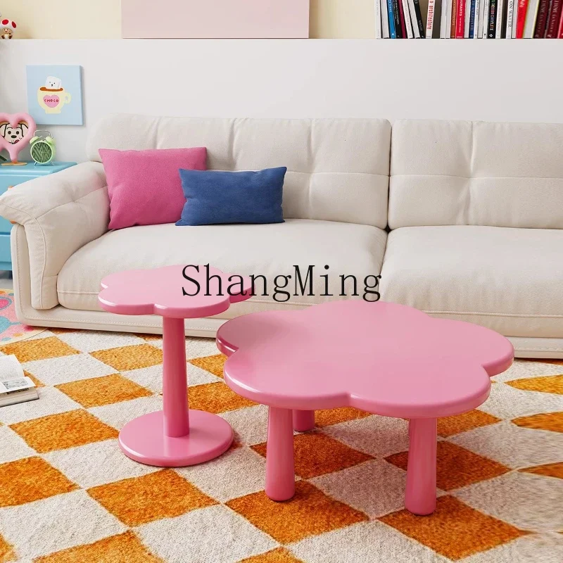 

SM home new dopamine coffee table living room sofa side light luxury high-end cream style activity table
