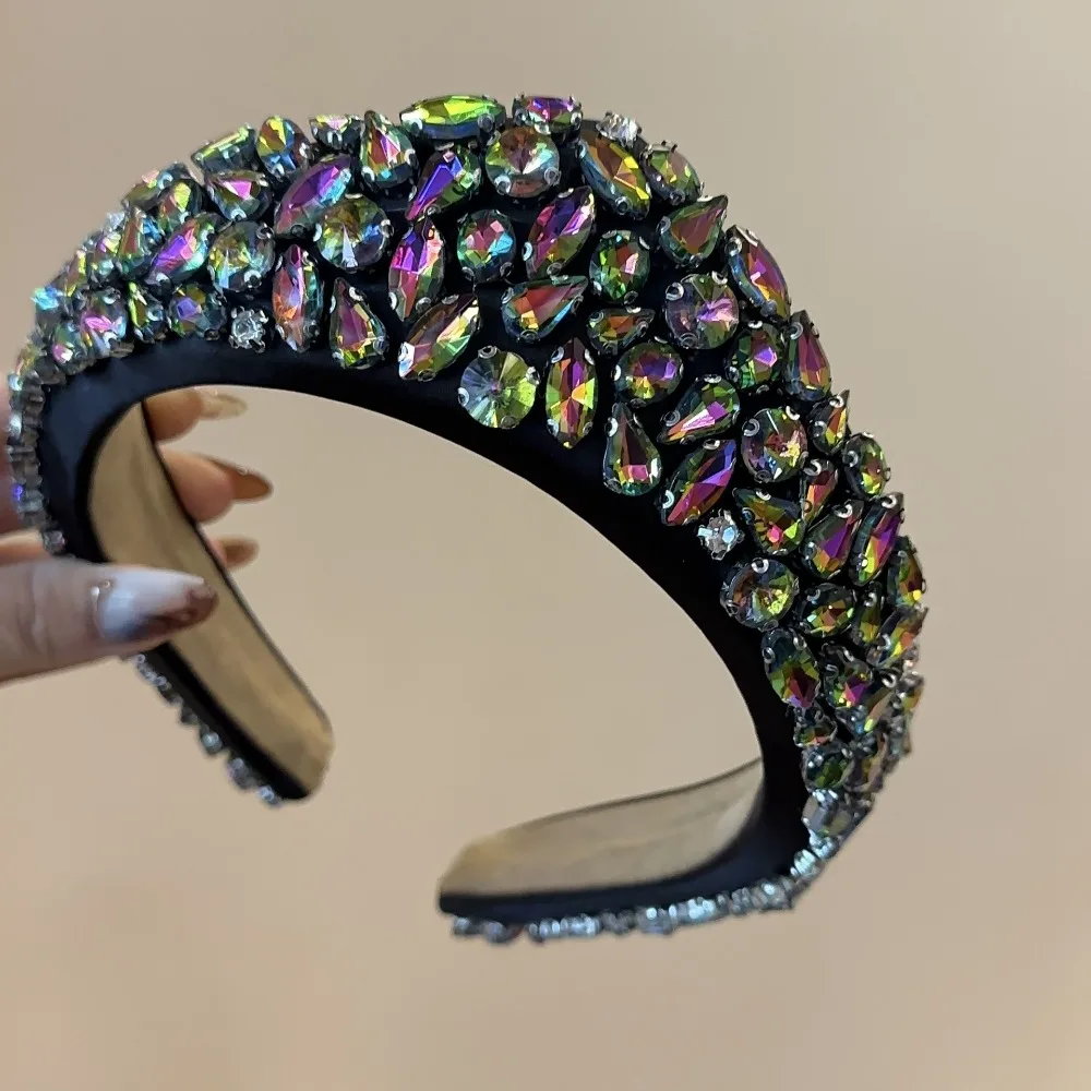 

Rhinestone Rhinestone Headband Black Color Fashion Crystal Gem Headband Elegant Style Padded Diamante Headband Daily Wear