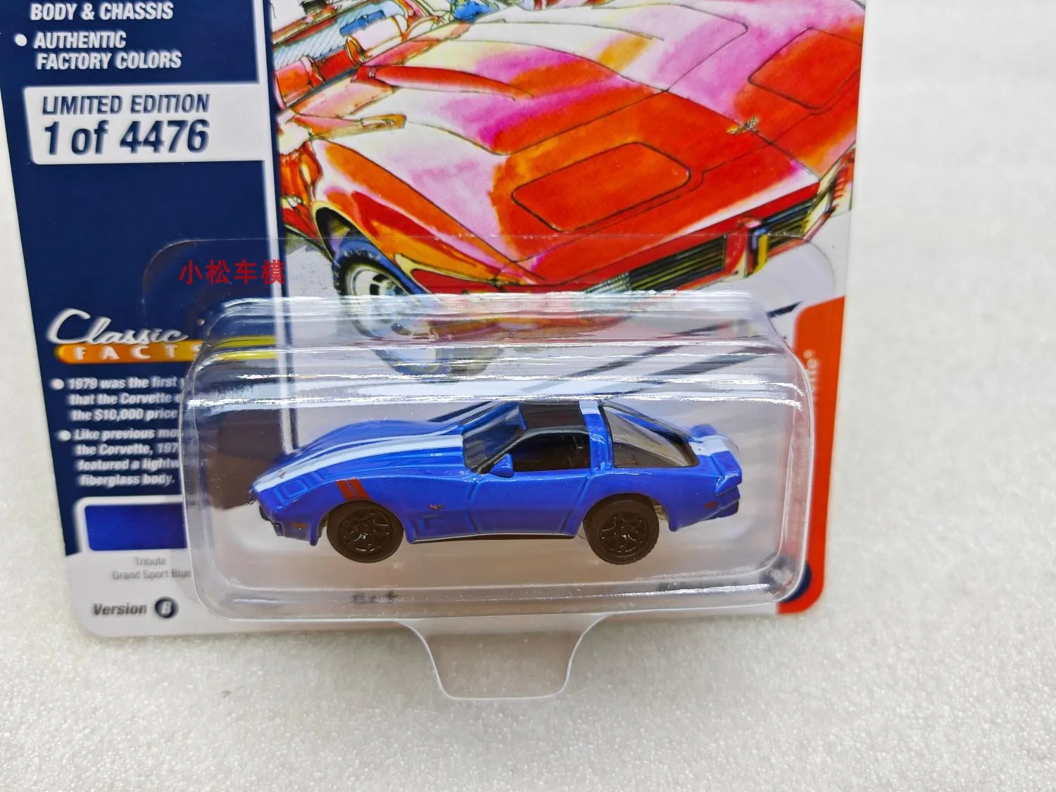 

1:64 Alloy Mini Collector's Edition Model Original Packaging Jonny 1:64 1979Corvette Blue Collection Pendant Small Gift