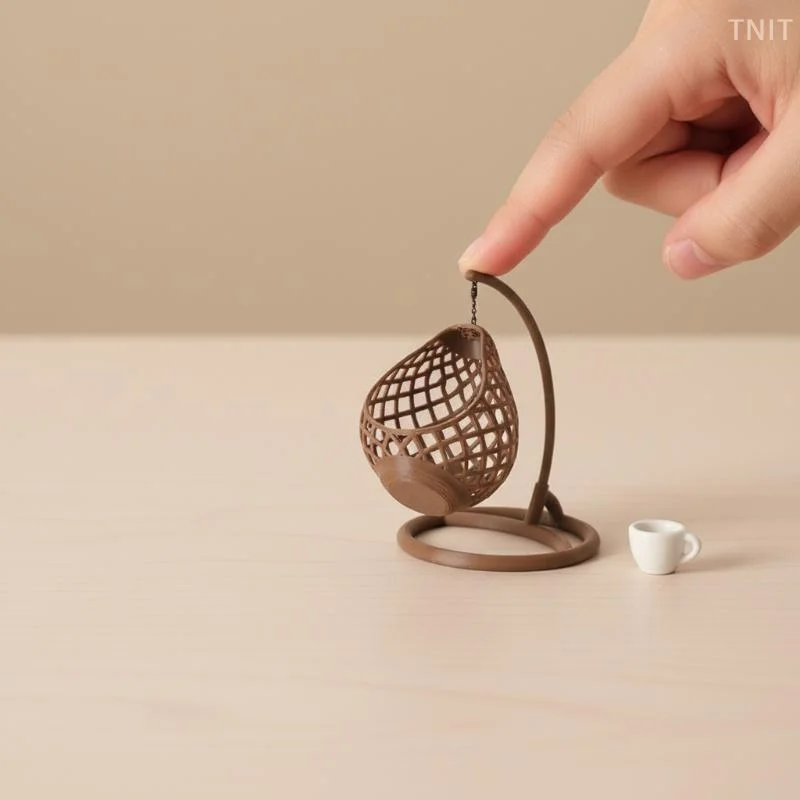 

[JN] 1 шт. Аксессуар для диорамы DIY, миниатюрное подвесное кресло-яйцо для кукольного домика в масштабе 1:12, модель плетеного кресла-качелей, декор для рабочего стола