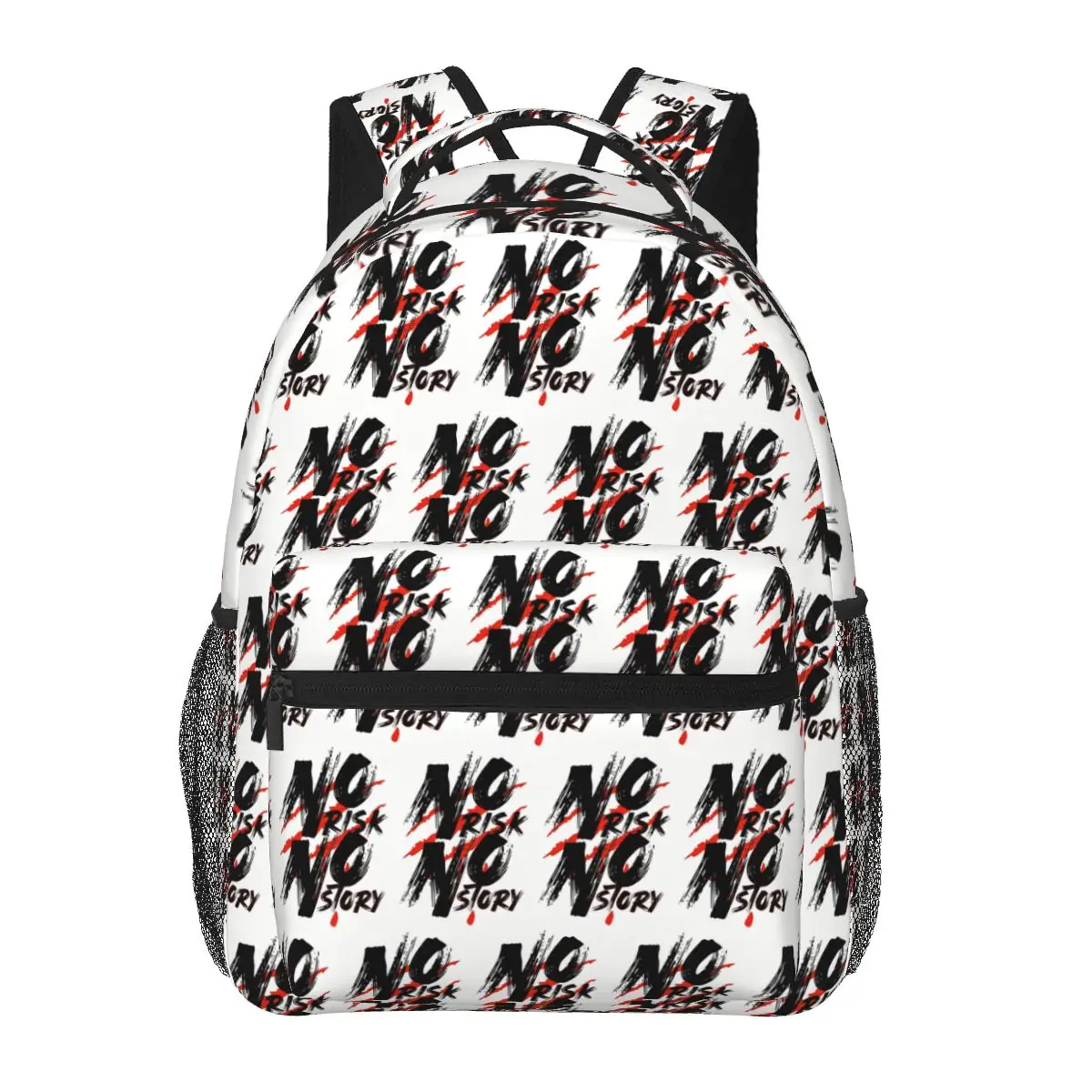 No Risk No Story Student Backpack School Bag Hiking Travel Daypack for Men Women Fashion Bookbag Shoulder Bags
