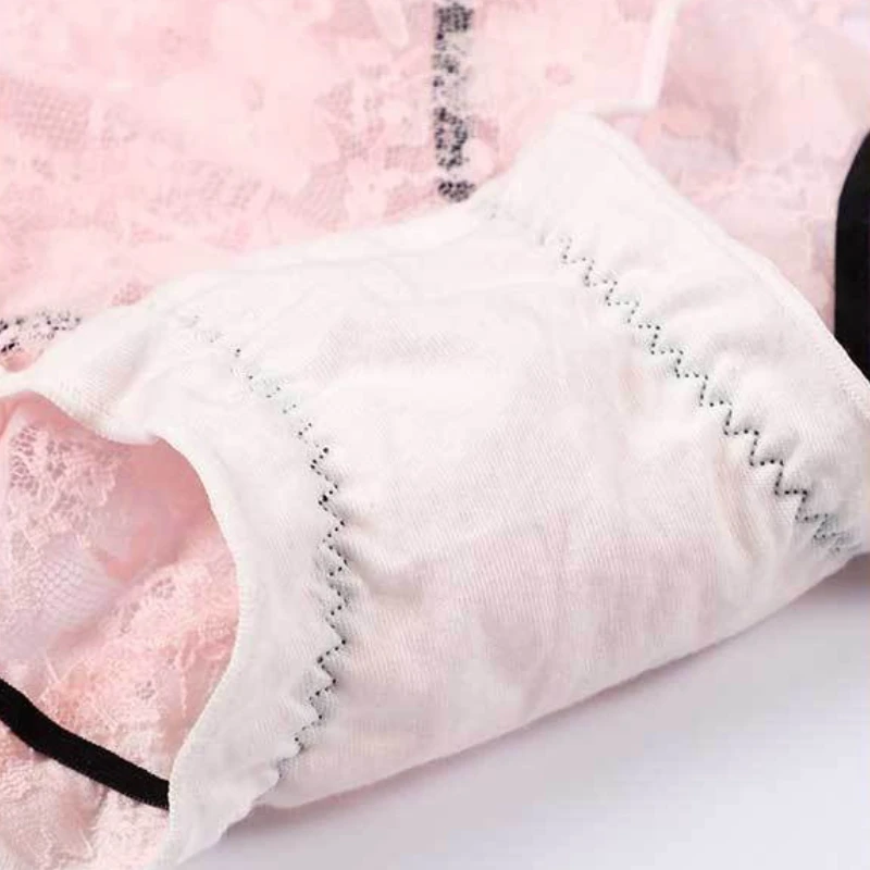 Plus Size Lace Panties Summer Sexy Lingerie Breathable Seamless Briefs Bow Women Underwears Ladies Girl Cotton Crotch Underpants