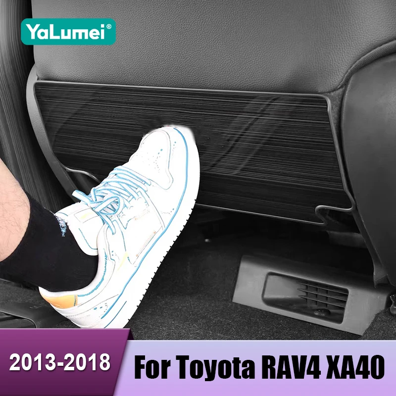 For Toyota RAV4 XA40 2013 2014 2015 2016 2017 2018 Stainless Steel Car Seat Back Anti Kick Pad Cover Protector Plate Accessories
