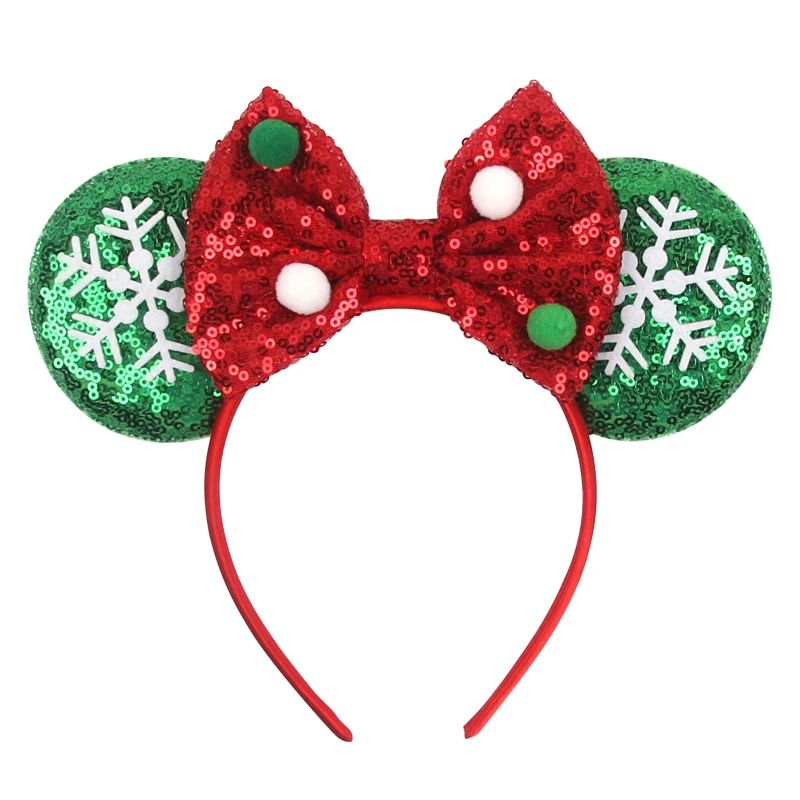 

New Arrivals Festival Glitter Mouse Ears Headband Christmas Plaid Sequin Bow Hairband For Girls Women Party DIY Hair Accessories