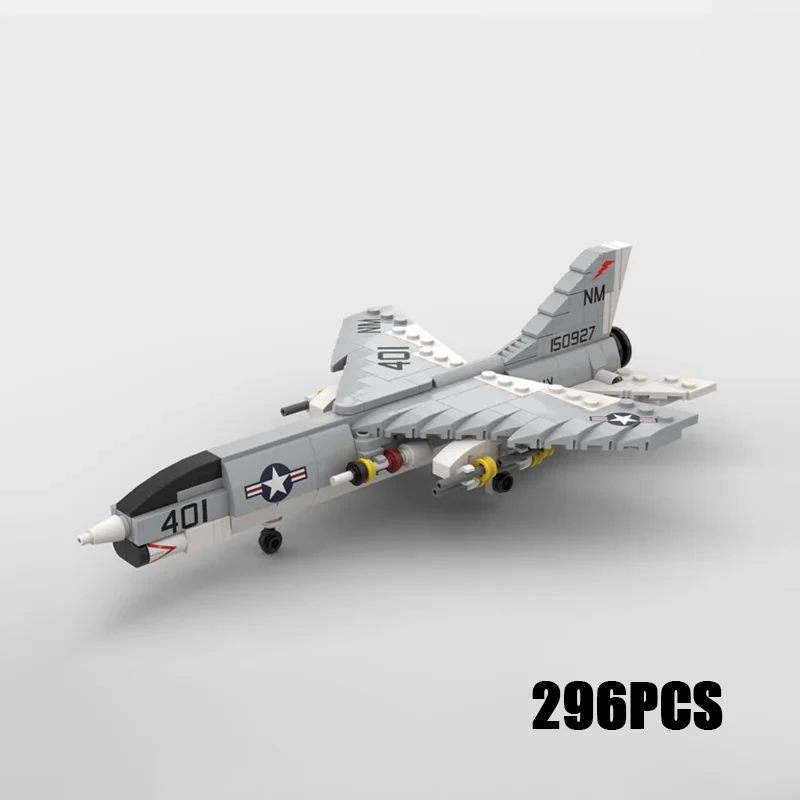 Military Series Moc Building Blocks 1:72 Scale F-8E Crusader Model Technology Fighter Bricks DIY Assembly Toys Child Gifts