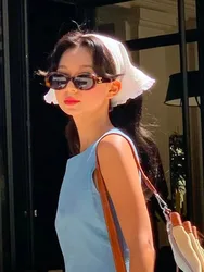 White Lace Vintage Triangular Scarf Solid Color Headscarf Trend Elegant Headwear for Women Girl Y2K Jewelry 2023 INS Summer