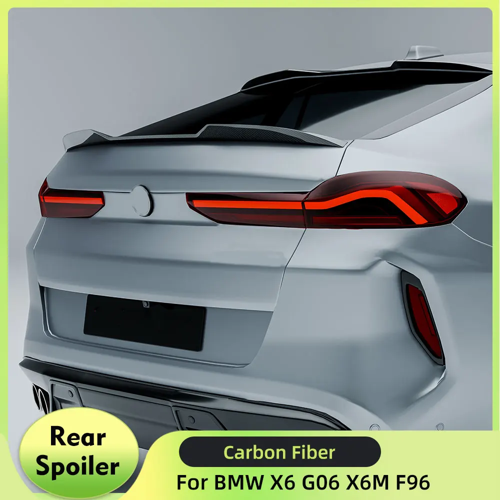 Rear Trunk Lid Spoiler For BMW X6 G06 X6M F96 2020-2024 Carbon Fiber Car Tail Wing Middle Spoiler