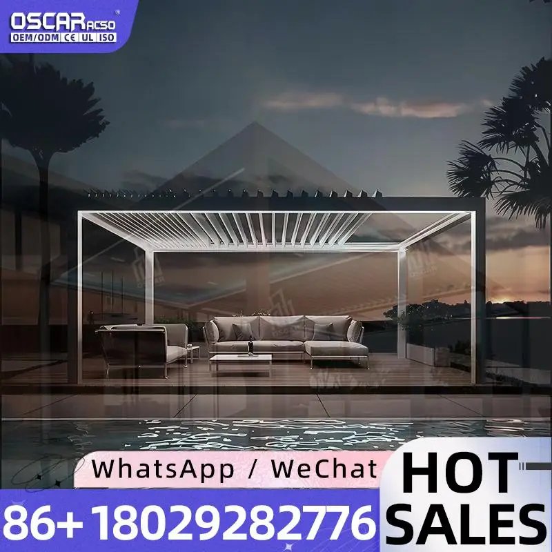 Outdoor Smart Motorized Bioclimatic 3x6 Louver Slat Roof for Garden Terrace Beach House pergola