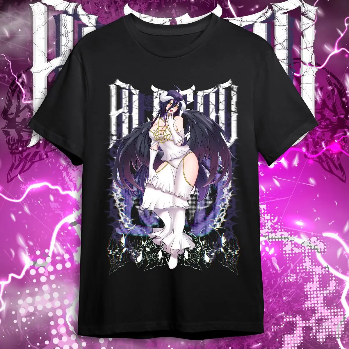 Overlord Ainz T-shirt Ooal Gown Albedo Skull Demon Girl Succubuss Shirt All Size