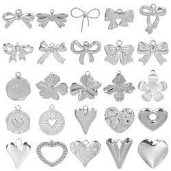 Breloque Metal Love Stainless Steel Flower Pendants For Jewelry Making Earrings Bracelets Headwear DIY Heart Charms Accessories
