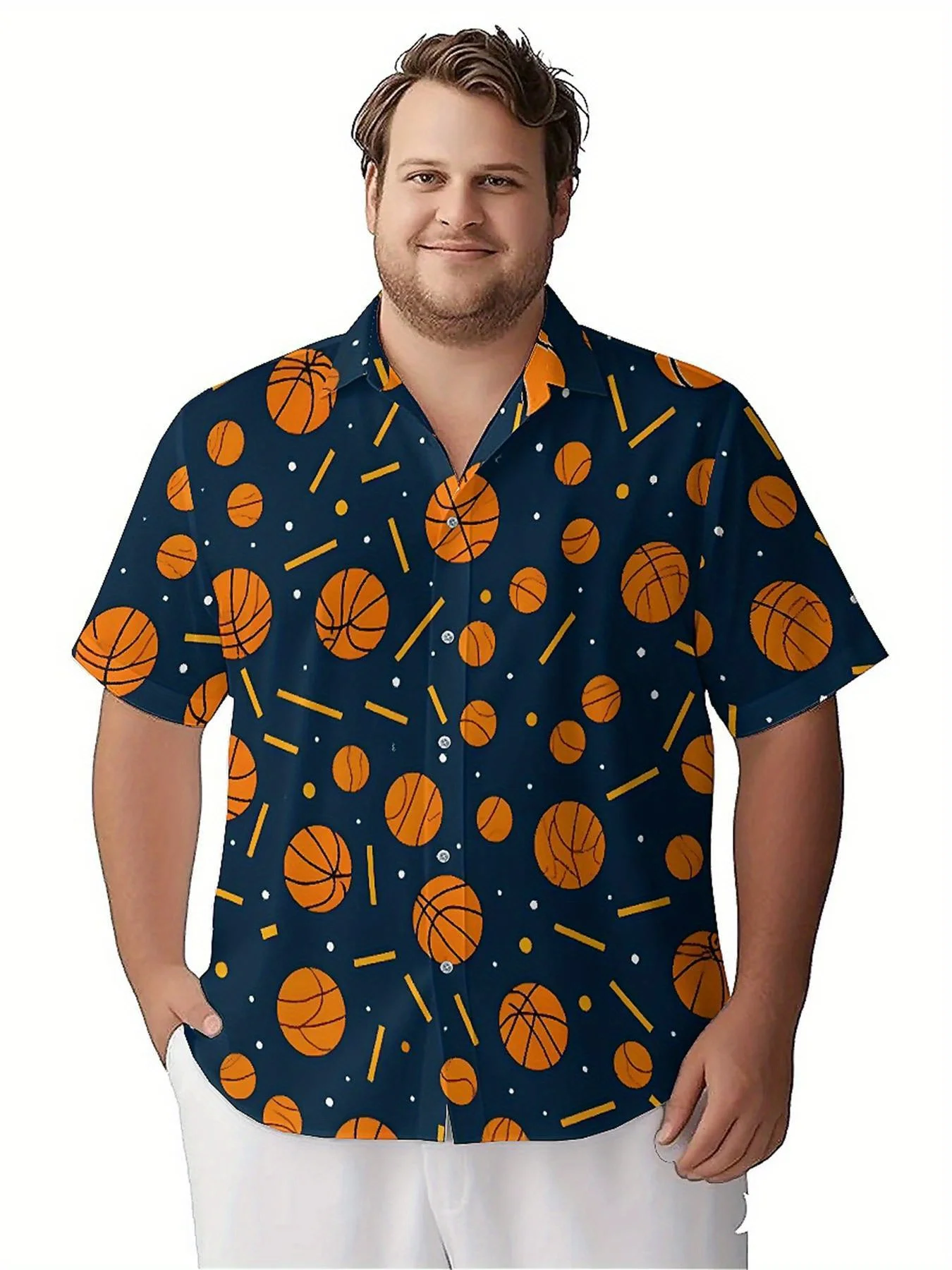 Męskie koszule hawajskie w dużych rozmiarach, wzór tematyczny koszykówki, nowość w modnych topach na lato, hip-hop rock streetwear