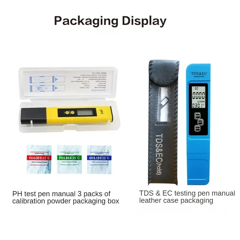 2pcs TDS PH Meter Digital Water Tester 0.01ph High Accuracy PH Meter 0-9990ppm Temperature TEMP PPM Tester