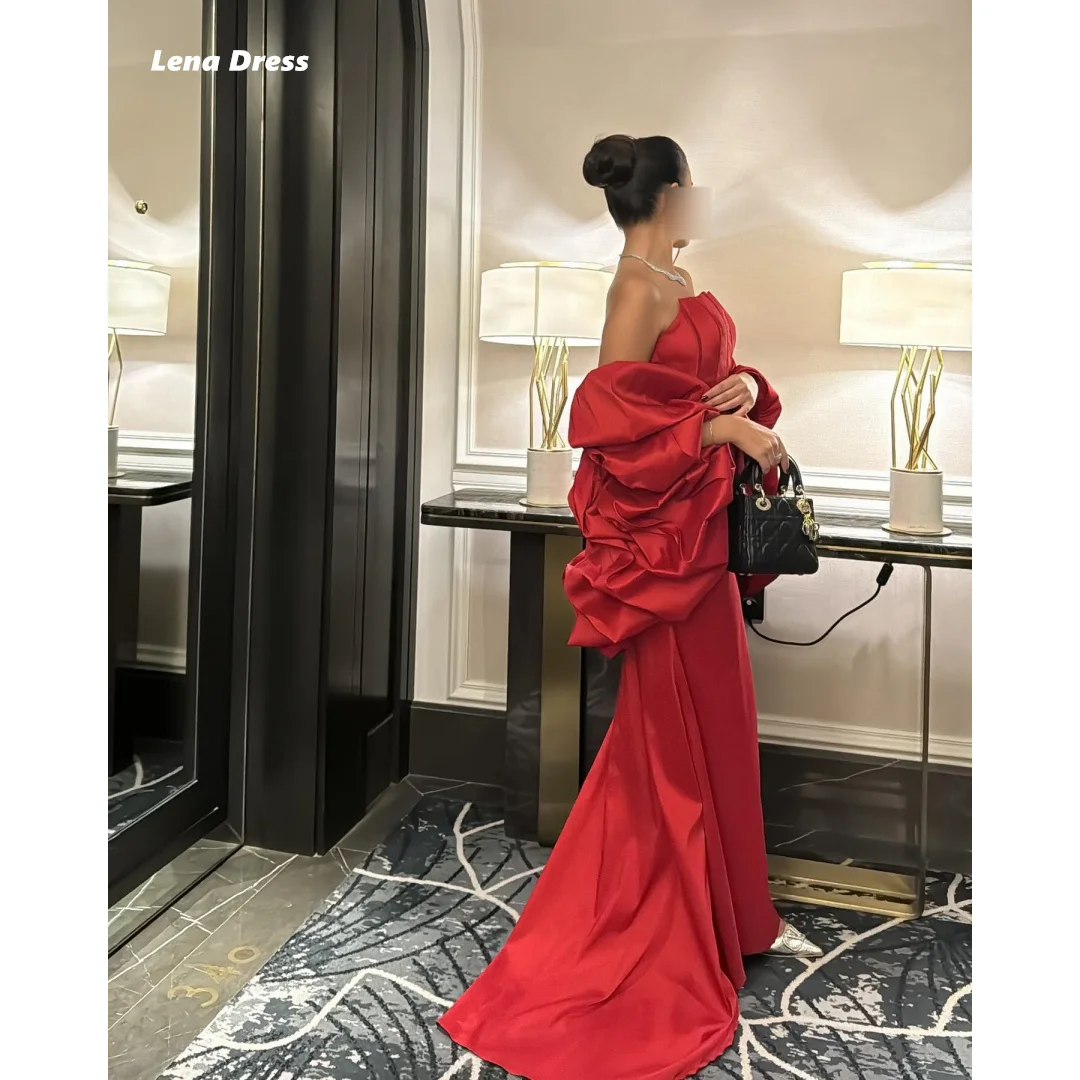 

Lena Gala Dress Shawl Ball Gowns Custom Made Prom Dresses 2025 Luxury Evening Dress 2025 Red Satin Elegant Gown Robe Soiree Long
