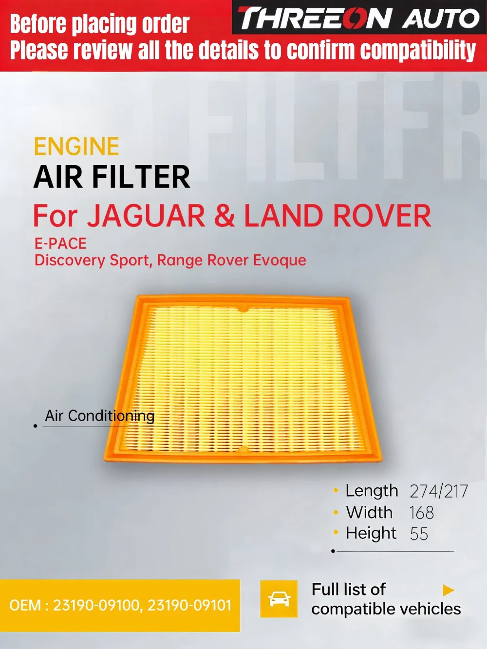 

WESTGUARD MA9529 Air Filter For Jaguar E-PACE 2.0T LAND ROVER DISCOVERY ROVER AURORA 240PS 2.0T T2H8107 GJ32-9601-AA LR071942