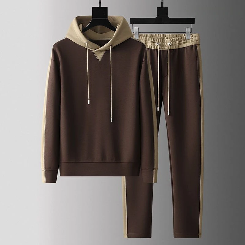 Men Casual Fashion Hooded Pullover And Sports Pants Set, High Quality Comfort Luxury Streetwear Two Piece Outfit