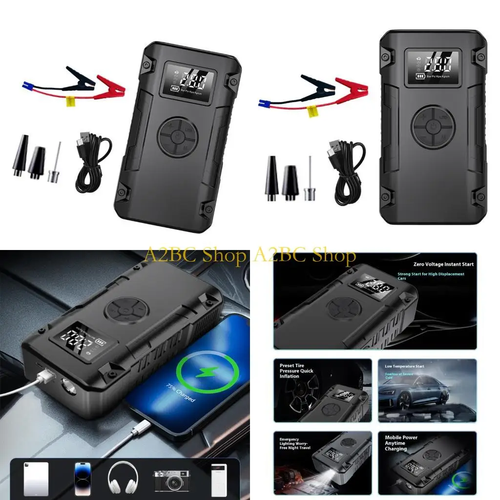 A2BC Portable Digital Tire Inflator High Efficiency Tire Fast Inflation Easy Storage for Car Starting Device Maintenance