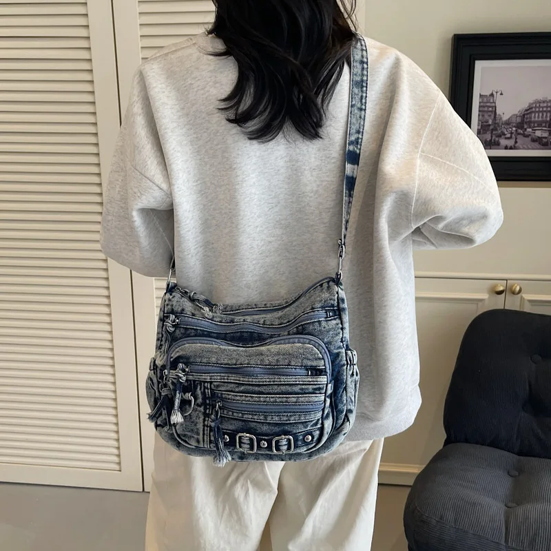 

Casual New Fashion Denim Women Bag Lady Handbags Shoulder Messenger Bag Jeans Women Shoulder Bags Women'S Tote Bag Cowboy Bags