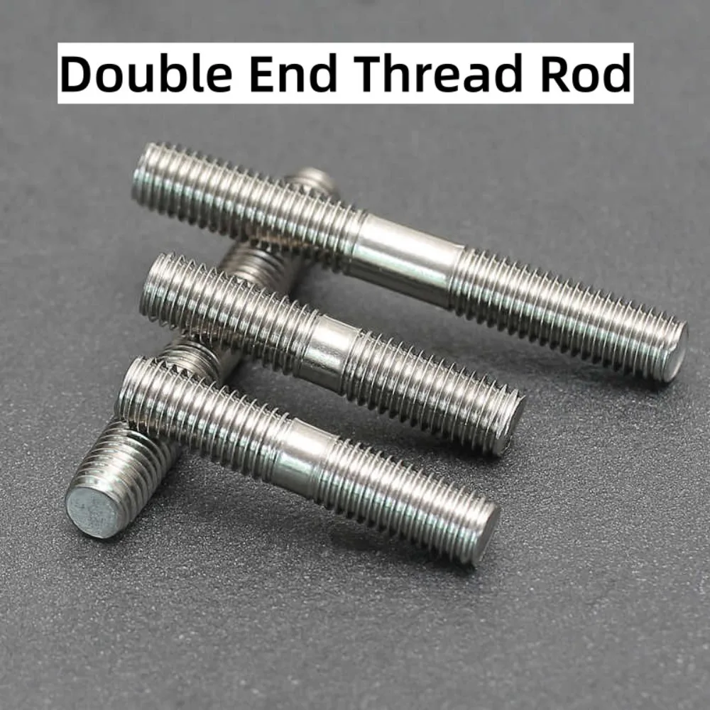 304 Stainless Steel Double End Threaded Studs, M6/M8/M10 GB901 Headless Lengthen Stud Bolts, Dual Head Threaded Rod Bars