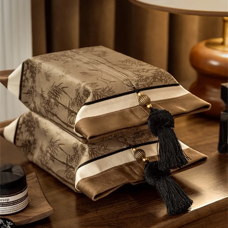 Tissue Box Holder with Tassel, Facial Napkin Storage, Luxury Home Decoration, Office and Home, Velvet Paper, Table Decor