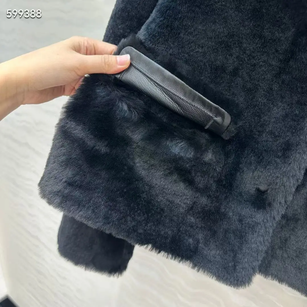 معطف مبطن بالفرو ذو الياقات القصيرة #4