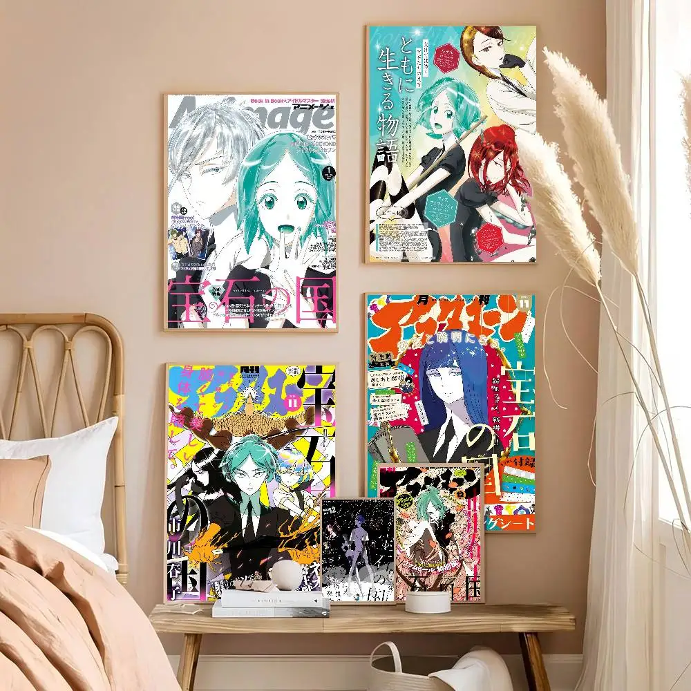 Anime Land of the Lustrous Vintage Posters Sticky Retro Kraft Paper Sticker DIY Room Bar Cafe Kawaii Room Decor