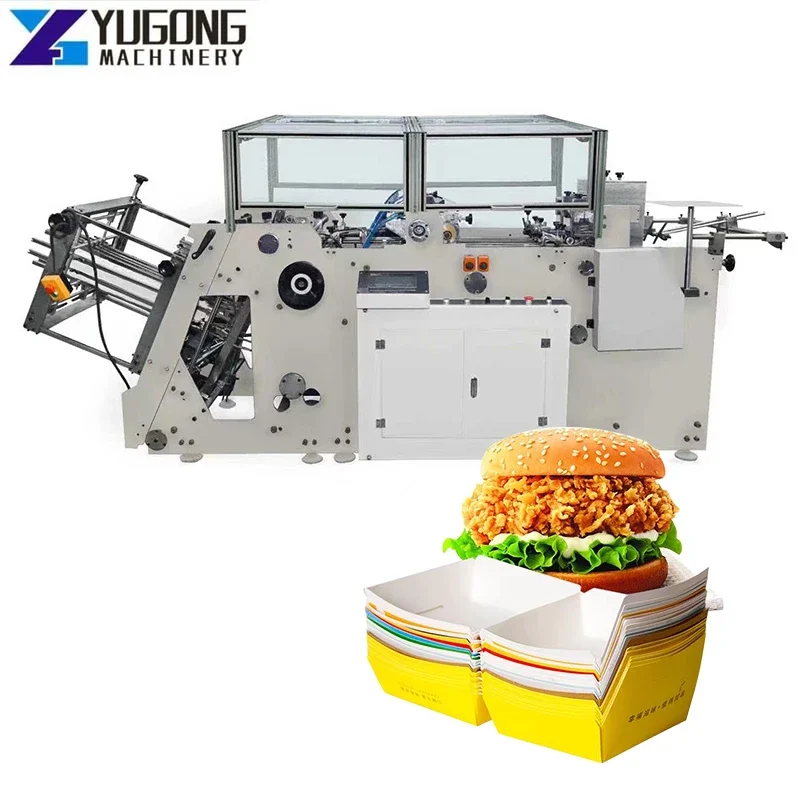 Automatic Small Disposable Kraft Paper Food Meal Carton Cardboard Lunch Burger Cake Hamburger Pizza Box Making Forming Machine