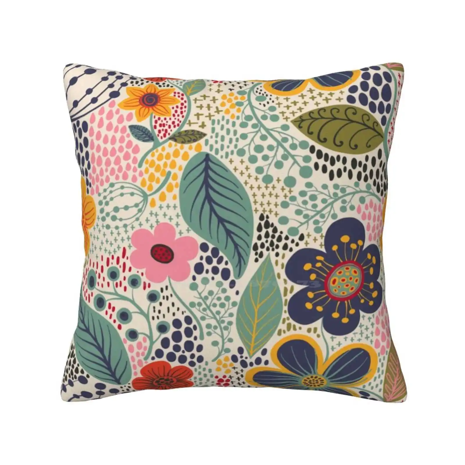 Secret Garden Fashion Sofa Throw Pillow Cover Pillowcase Floral Flower Surface Pattern Navy Blue Yellow Secret Garden Flourishes