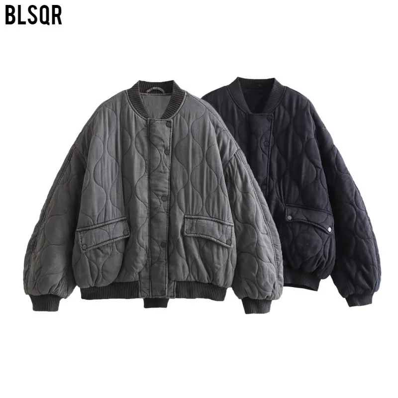 

Women's Autumn And Winter Fashion Loose Pilot Jacket With Wide Shoulders Washed Cotton Coat