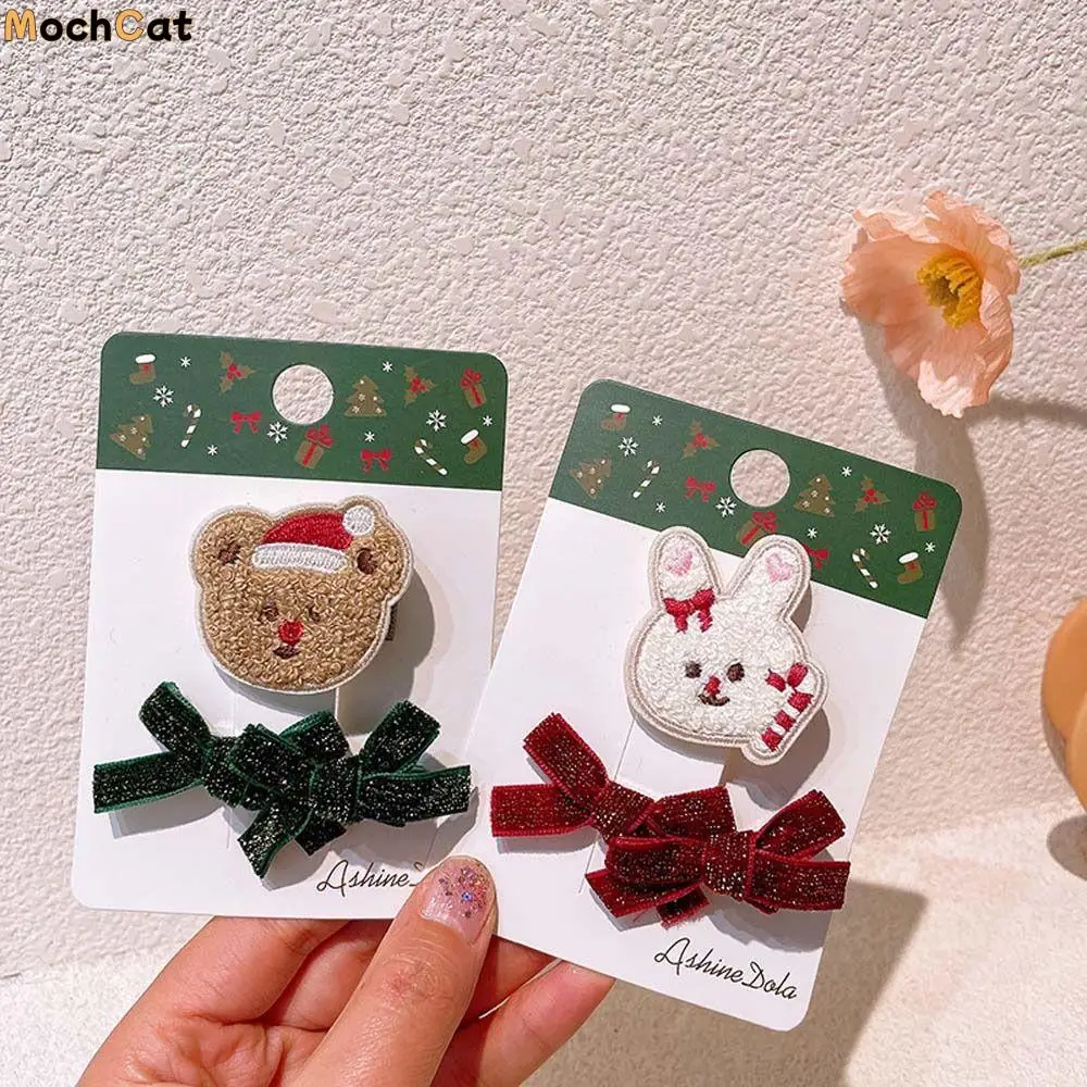 

Hair Accessories Christmas Tree Elk Snowman Kids Barrettes Christmas Bangs Clip Bow Hair Clips Children Christmas Hairpins