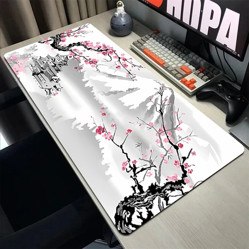Imagen 2 del producto Alfombrilla de ratón de flor de cerezo Sakura, alfombrilla de ratón japonesa para juegos en casa, alfombrilla para teclado XXL, alfombra de oficina, alfombrilla para ratón portátil, accesorio de escritorio