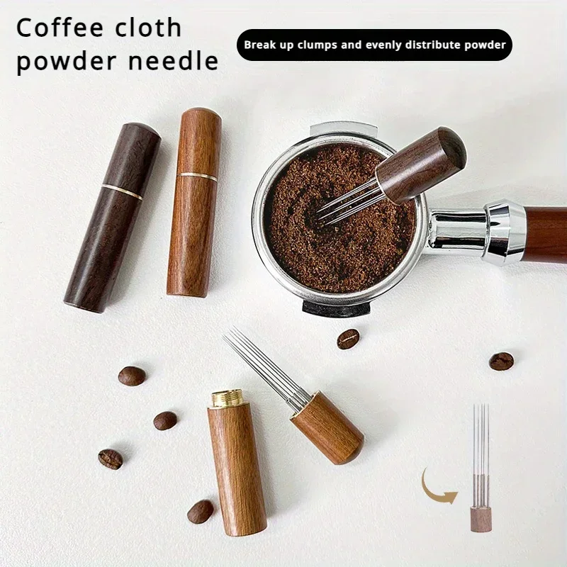 

Новый стиль EspressoCoffeeWDTToolMini PortableDistribution NeedleCoffee Clump Breaker Инструмент для перемешивания Аксессуар для кофе с деревянной ручкой