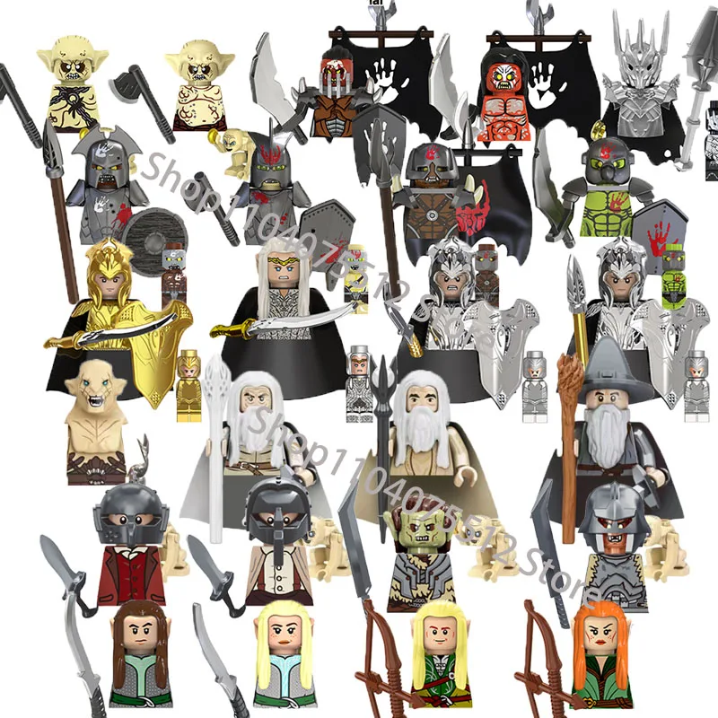 TV6410 Movies Rings Hobbit Model Bricks Doll Goblin Sauron Frodo Orcs Uruk-hai MOC Mini Action Toy Figures Building Blocks Gifts