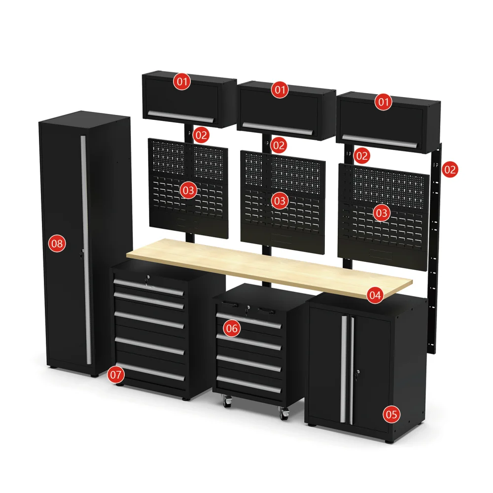 JZD Modern Design Heavy Duty Steel Workbench with Drawers Modular Toolbox for Garage Storage OEM Workstation