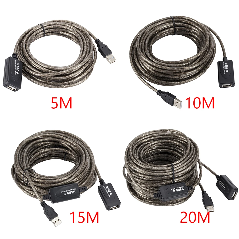 بولي كلوريد الفينيل تمديد كابل USB إشارة تضخيم 5/10/15/20 متر USB 2.0 تمديد كابل ذكر إلى أنثى نشط مكرر موسع الحبل