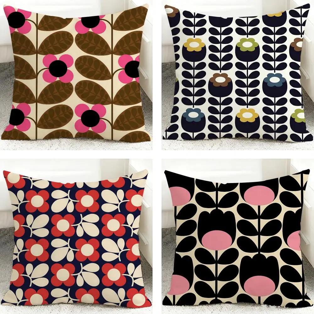 O-Orla Kiely Fahion Cushion Cover 40x40cm Square Decorative Sofa Cushion Cover Bedroom Living Room Home Decor Gift