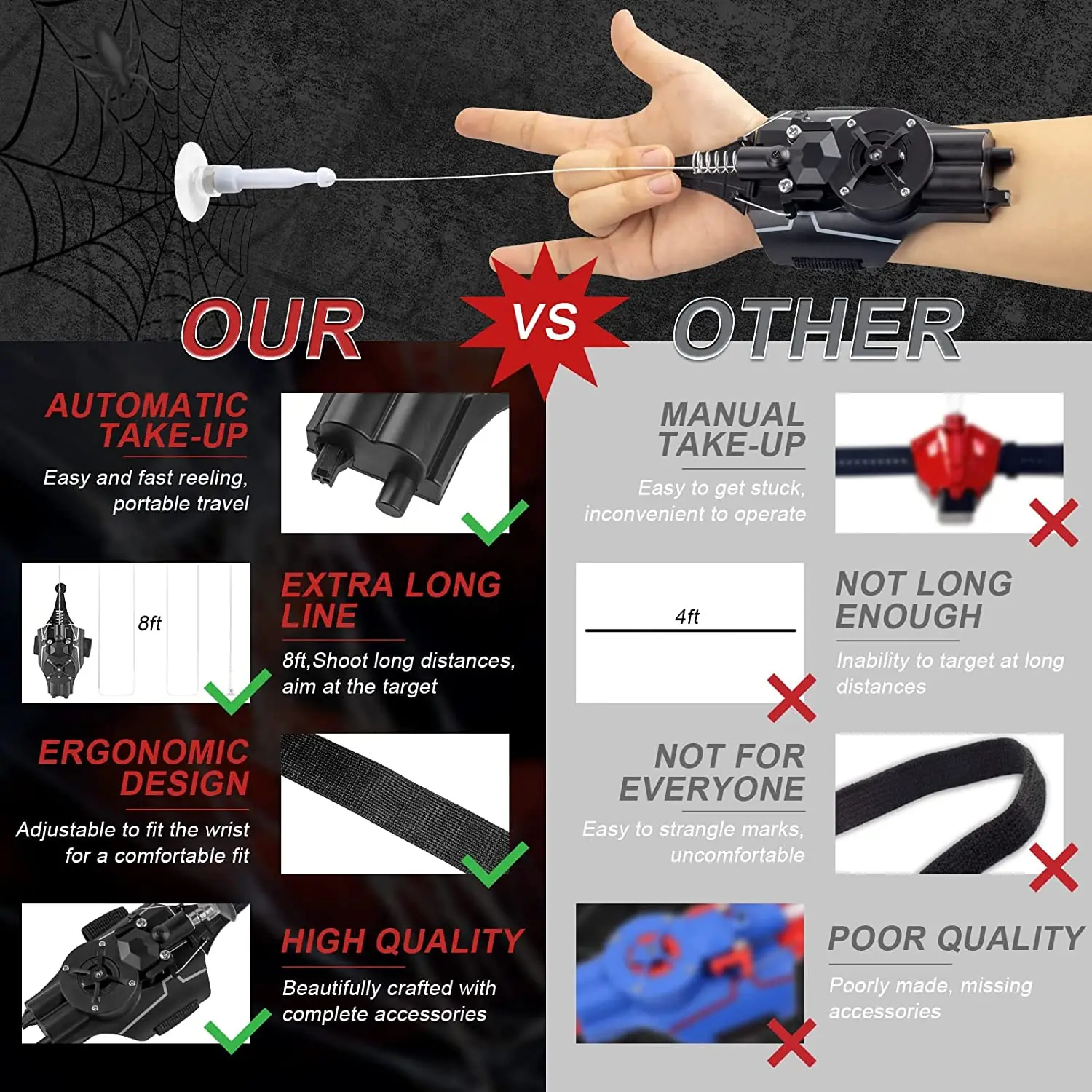 Spider man Web Spider Silk Launcher Wrist Launcher Peter Parker Cosplay Props Shooting Device For Children Gifts