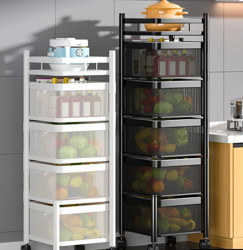 Rotating Rack Multifunctional Kitchen Trolleys Floor Snack Basket Multi-layer Kitchen Islands Storage Racks Kitchen Furniture