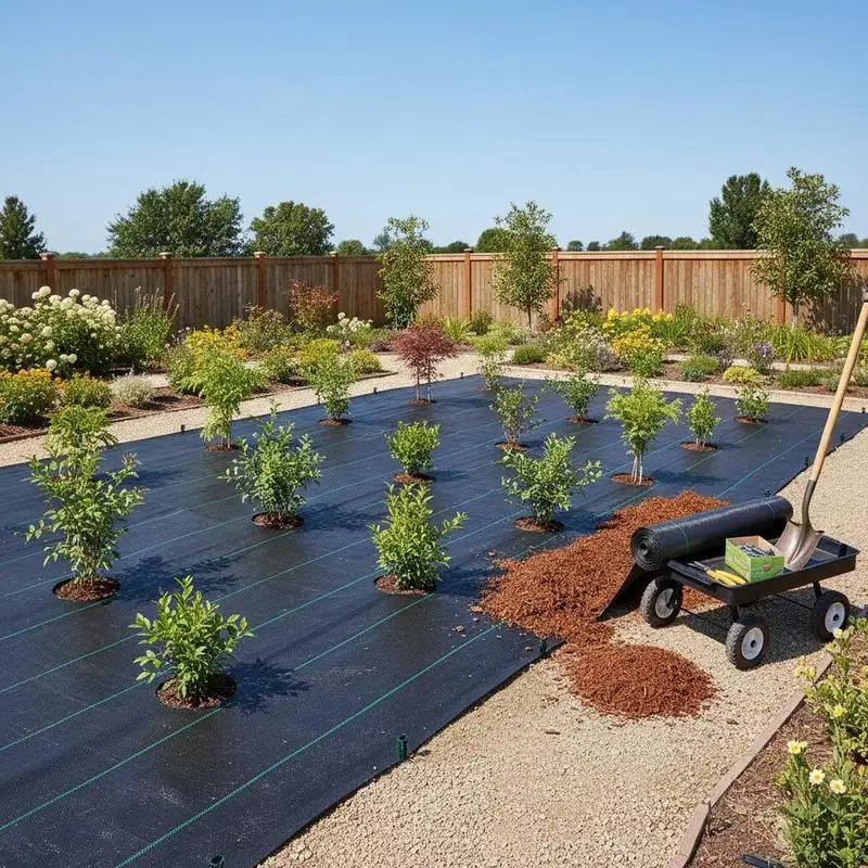 

Ground Cover Membrane 6 x 250 ft For Garden, Lawn, Driveway, Heavy Duty PP Material Easy Setup Black Weed Control Mat 4.1 Oz Premium Woven Fabric Landscape Barrier