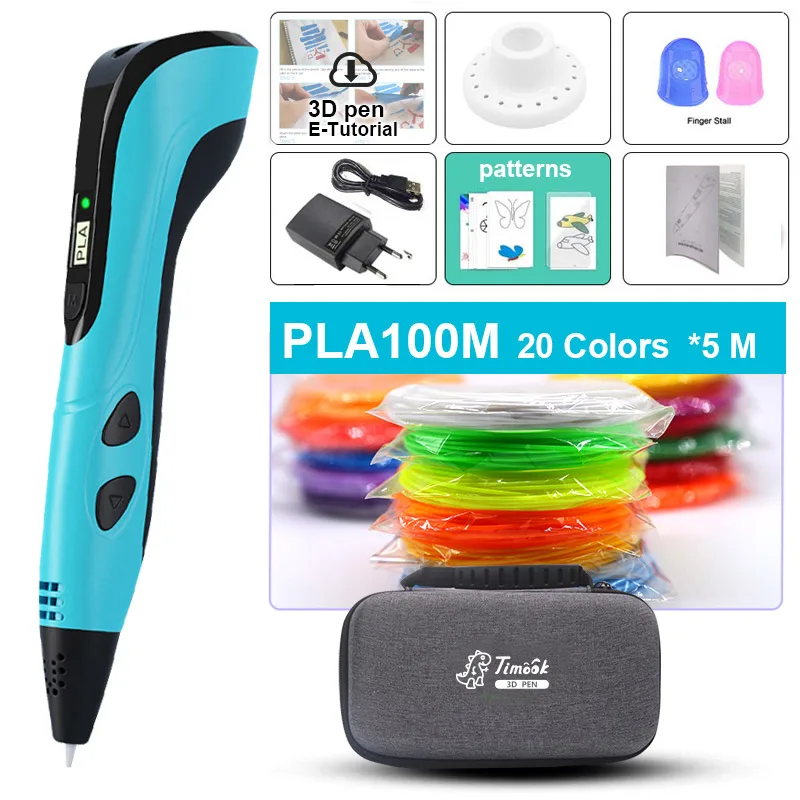 Timook 3D Pen En Gratis Pla Filament, Gift Pen, Verjaardagscadeau, Kinderen Creativiteit, drie-Dimensionale Graffiti Speelgoed.