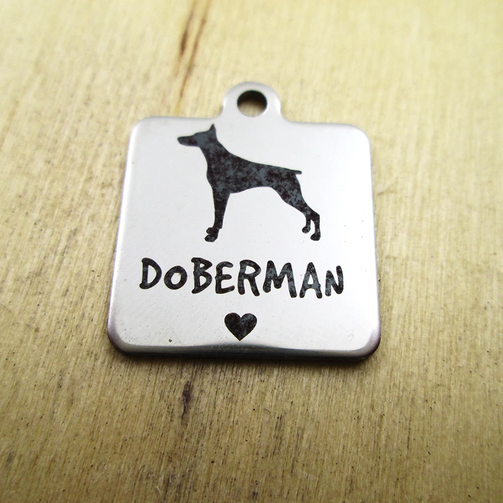 20pcs-DOBERMAN stainless steel charms - Laser Engraved - Customized - DIY Charms Pendants