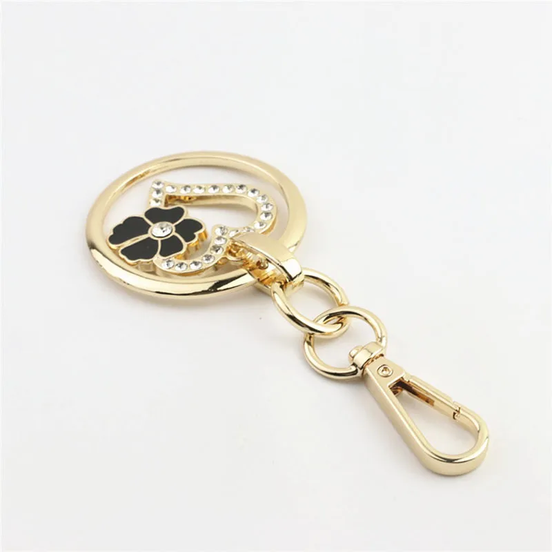 10Pcs Deco Rhinestone Crystal Round Key Ring Chain Hook DIY Bag Strap Keychain Snap Clasp Belt Buckles Accessory