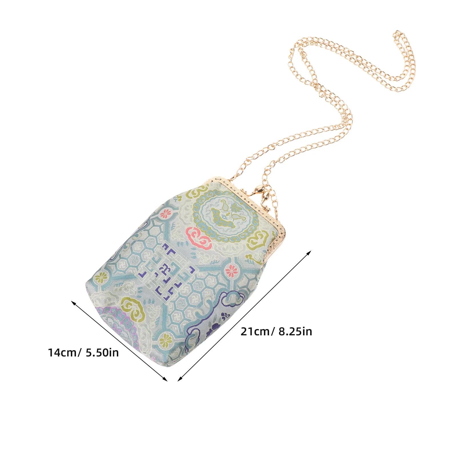 Vintage Crossbody Coin Purse Embroidered Floral Bag 110Cm Chain Phone Wallet Lipstick Storage Mini Crossbody Bag Women