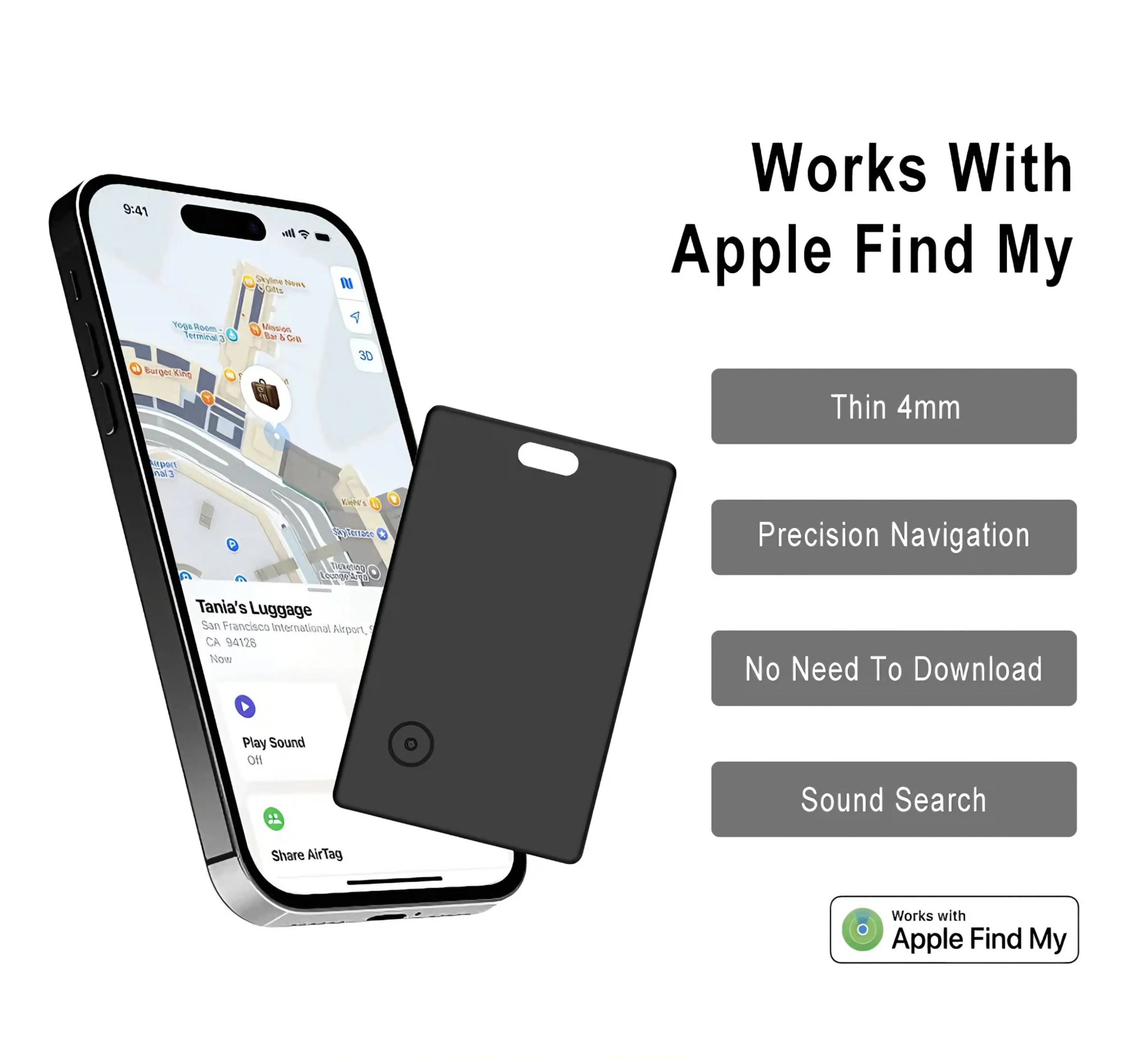 Für Apple Smart Locator GPS-Tracker Positionierungs-Tag Gepäck Reisepass Geldbörse Bluetooth Anti-Verlust-Karte Kompatibel mit Find My – Detail 5