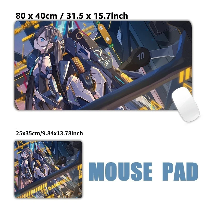 Anime Mouse Pad Gamer XXL Keyboard Table Mat Long Grey Twin Tail Mecha Blue Anime Girl Multi Scene Office Gaming Home Desk Mat
