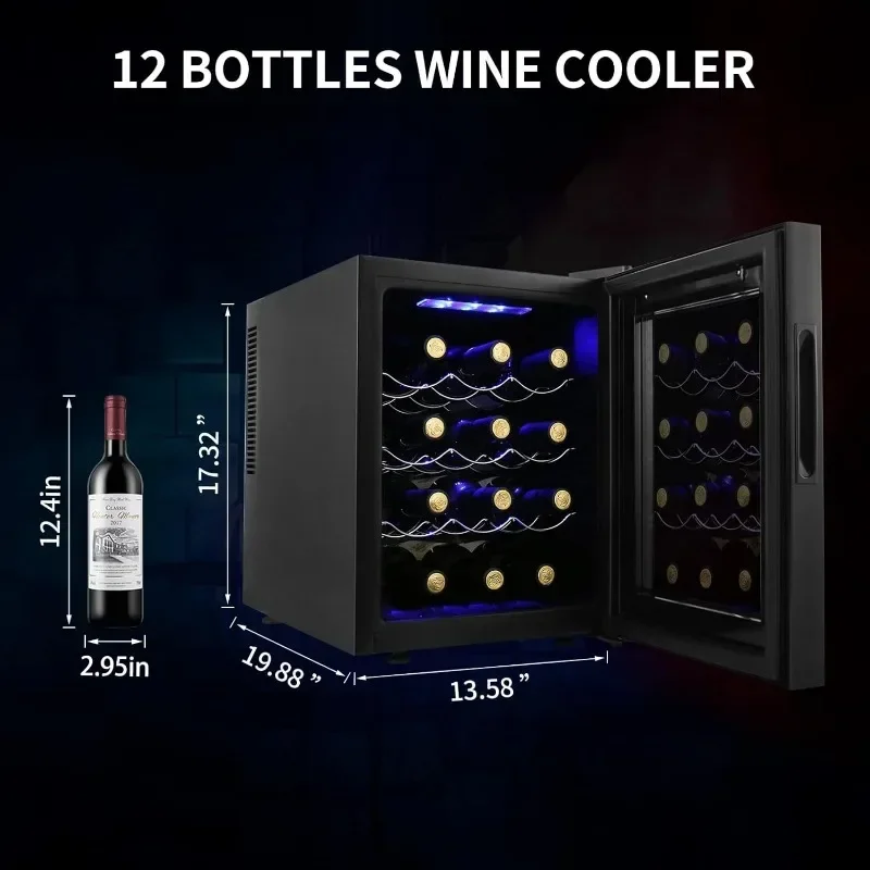 Wine Refrigerator, Compact Mini Wine Refrigerator with Digital Temperature Control Quiet Running Thermoelectric Cooler