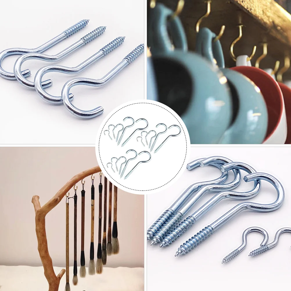 15 Pcs Screw Hooks for Hanging Self-tapping Storage Ceiling Eyebolt Iron Sundries