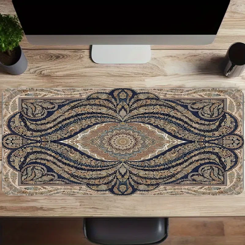 Gorgeous retro Persian pattern Large gaming mouse pad non-slip rubber base seamed edges 900x400 XXL keyboard Desktop pads for PC