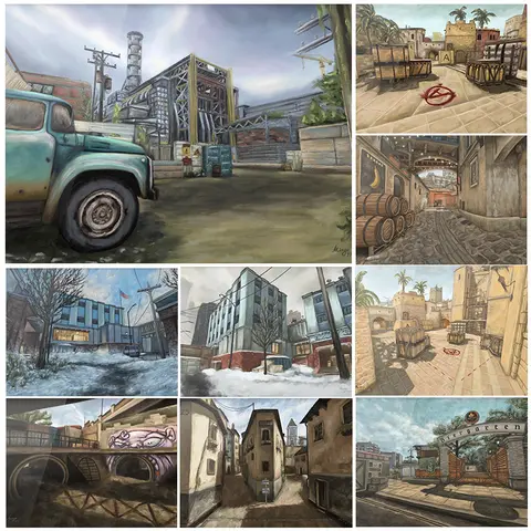 CSGO Landscape Oil Painting Posters CounterStrike Art Prints Canvas CounterStrike Wall Art Pictures Home Room Game Decoration