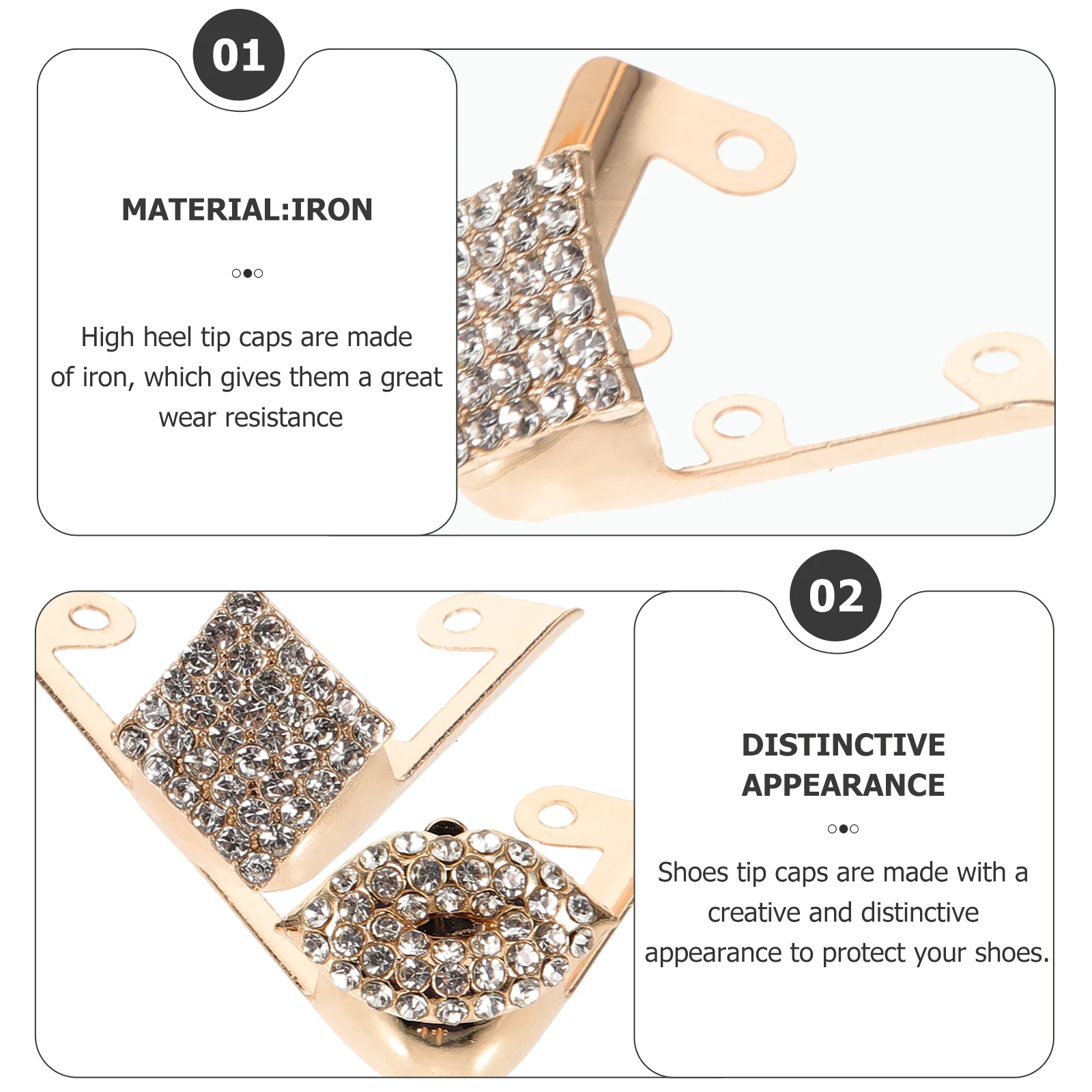 

2Pairs HighHeelProtector IronToeCovers ReplacementTips ShoesRepair DurableStylish HeelProtectors BootGuards FootCareTools